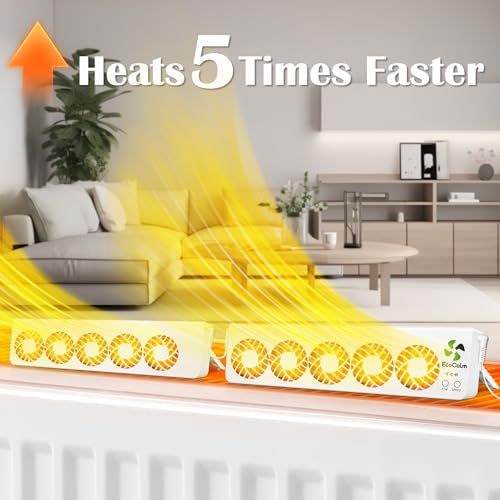 ecoCalm Radiator Heat Booster Fan for Heaters, Panel Radiator Accessory with Heat Sensor and 5 Upgraded Fans, Save Energy and Increase the Heating Efficiency (Duo Set)