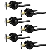 knobelite 6 Pack Black Interior Door Handle with Lock,Privacy Door Lever for Bedroom or Bathroom,Keyless Round Door Lock Interior for Left and Right Hand Reversible