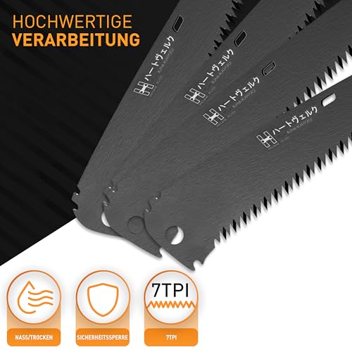 Hardtwerk® Ersatzsägeblatt 210mm für Japansäge ALPHA - Feinsägeblatt aus SK5 Karbonstahl für Astsägen