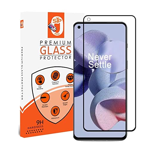 Image of STP FEEL Tempered Glass Compatible for OnePlus Nord 2 5G / Nord CE 5G / Nord CE 2 5G / Nord 2T 5G | Edge to Edge Coverage Screen Protector Guard | Full Screen Protector (6.43 Inch, Pack of 1)