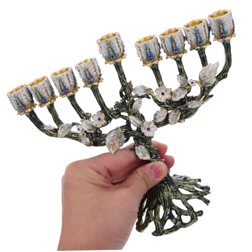 Ménorah 9 branches vintage pour décoration de table religieuse de Hanoukka