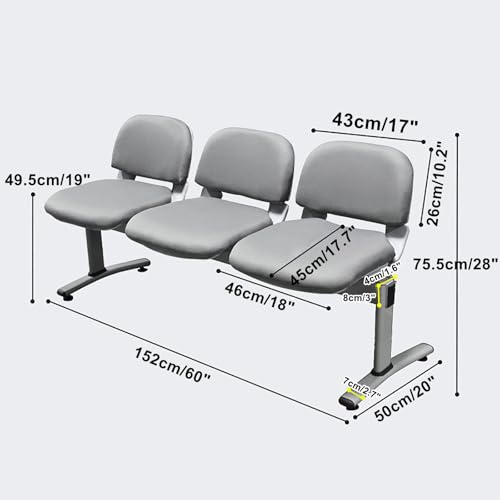 Silla de sala de espera de tres plazas en acero gris para recepción de clínicas 4