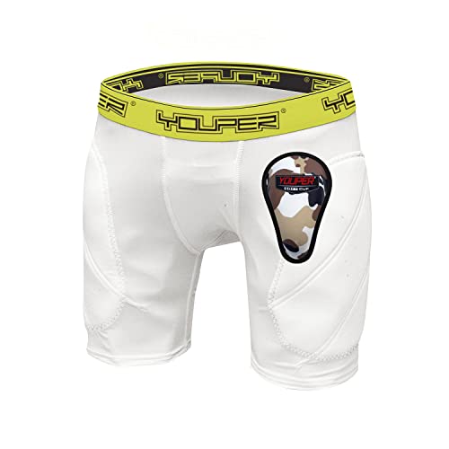 Youper Boys Youth Padded Sliding Shorts with Soft Protective Athletic Cup for Baseball, Football, Lacrosse (White, Medium) by Youper - Used condition - US$14.01