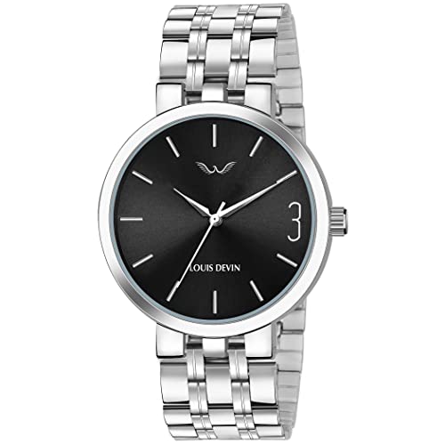 Image of LOUIS DEVIN Men's Analog Wrist Watch with Stainless Steel Chain