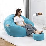 Sitzsack für Erwachsene, Lesesessel für Kinder, mit Griffen zum einfachen Bewegen, bequemer und leichter Sofa-Freizeitsessel, aus Baumwolle und Leinenstoff, geeignet für Wohnzimmer, Schlafzimmer