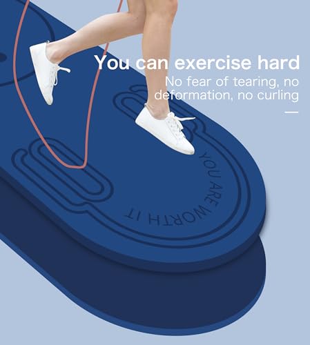 Image of Non-Slip Jump Rope Mat Shock Absorption Rope Skipping Mat for Adults & Children Home Indoor Workout Exercise Mat in Blue