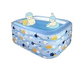 Piscina de Verano Piscina Infantil Hinchable Azul De 4 Anillos, Piscina Rectangular 180x135x70 Cm Piscina Inflable sobre El Suelo Piscina Hinchable