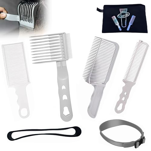 SQWFGKI Fading Comb, Professional Hair Cutting Tools, 6 Piece Set, Self Haircut Kit for Men Hair Combs Fade Comb, for Precise Hair Styling and Easy Grooming