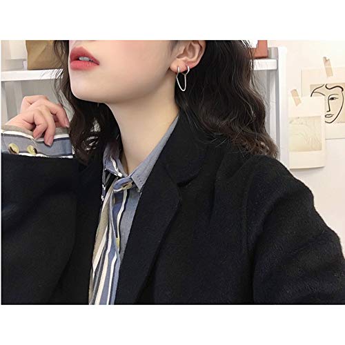 Pair Double Hoop Earrings for Women 925 Sterling Silver Small Huggie Dangle Slave Chain Drop Second Hole Helix Post Multiple Studs Lobe Piercing Cuff Cartilage Men Personalized Jewelry Goth Punk3