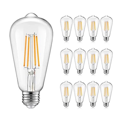 winsaLED 12 Pack Dimmable LED Light Bulbs 40 Watt, Vintage E26 Edison Bulbs, 2700K Soft Warm White LED Bulbs 40W, Antique Filament Decorative Light Bulbs for Light Fixtures Cover