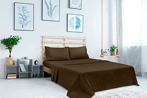 Royale Linens 2 Pack Bulk Flat Sheet Set - Top Sheets -Soft 1800 Microfiber - Wrinkle & Stain Resistant - for Hotel, Massage Table, Hospital, Dorm - Queen Flat Sheet Sold Separately (Queen, Chocolate) - Thumbnail 5