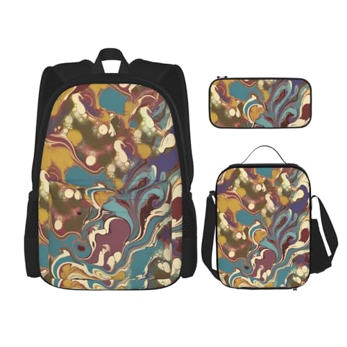 Sac à dos décontracté noir grand volume avec trousse et sac repas homme femme