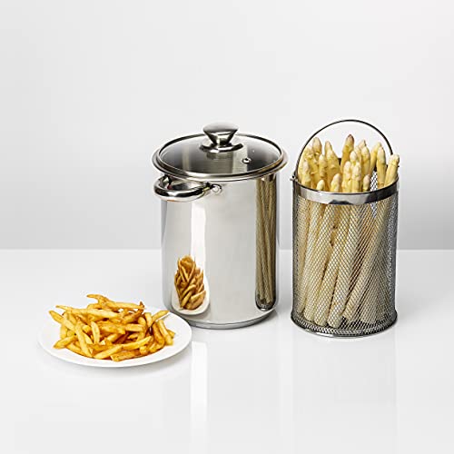 Foto von BROWIN® Rostfreier Spargeltopf 313500 mit Glasdeckel | 4 Liter | Pastatopf mit Siebeinsatz | für Elektro-, Gas- und Induktionsherde