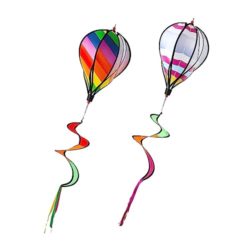 VICASKY 2Pcs Hot Air Balloon Wind Spinners Garden Hanging Ornaments Durable Outdoor Windmill Eye Catching Spiral Design for Festive Decorations