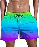 Youning Badehose Herren Schnelltrocknend Badeshorts Sommer Farbverlauf Schwimmhose Boardshorts Swim Shorts mit Verstellbarem Tunnelzug Sport Strandhose Lässige Badeshorts Herren Surfen Badehose