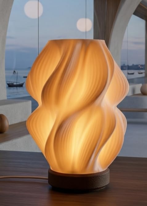 Modern Zig-Zag Chevron 3D Printed Table Lamp with Horizontal Geometric Ripple Pattern for Minimalist Home Decor and Ambient Lighting-picture-21