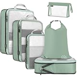 La bagage en différentes tailles ： Compressibles, faciles d'accès et de grande capacité, les 6 sacs de voyage compression comprennent 1 petit, 2 moyens et 1 grand organisateur de sac, 1 trousse de toilette transparente et 1 sac à linge. Les différentes options de taille vous permettent également de mélanger et d'assortir les cubes pour qu'ils s'adaptent à tous les bagages que vous emportez, du sac de sport de week-end aux grands sacs de soute.