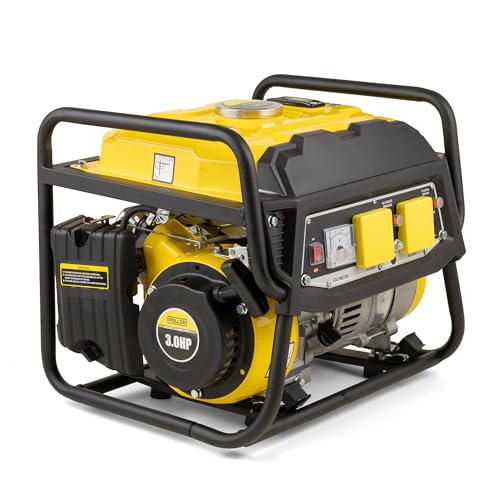 POLLOR Petrol Generator 1100W Max Portable 4-Stroke 900W Power 230V Camping & Home Backup Generator 5L Fuel Tank Recoil Start