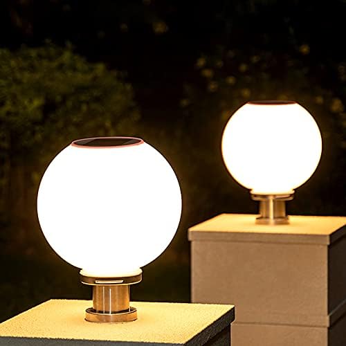 Miniatura 2 de CraftThink Poste de luz LED para exteriores, iluminación LED plateada tradicional, globo acrílico simple, luz solar para patio, jardín, poste de
