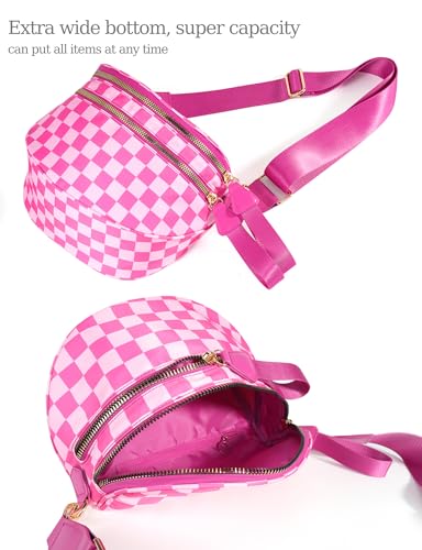 Image of FEIBOON Spacious Checkered Nylon Crossbody Bag Bum Bag Handbags Wallets for Women