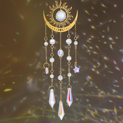 Suncatcher Kristall Sonnenfänger Fenster Lichtfänger zum Aufhängen Kristalle Windspiel Ornament Kristallkugeln für Fenster Haus Garten Weihnachten Tag Party Hochzeit Flammenmond