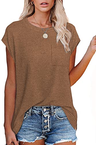 Image of CNFUFEN Short /Long Sleeve T Shirts for Women Fashion Casual Summer Lightweight Solid Trendy Tops
