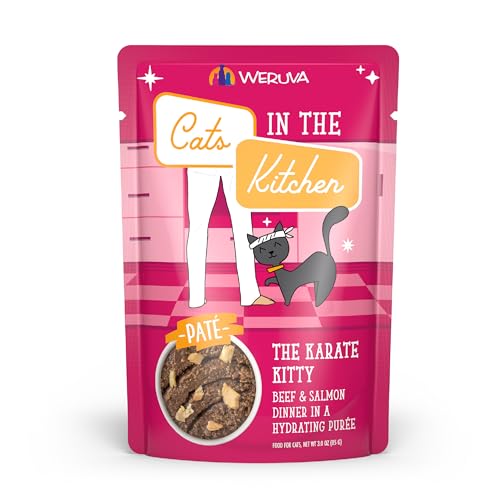 Weruva Cats in The Kitchen Paté, The Karate Kitty with Beef & Salmon, 3oz Pouch (Pack of 12)