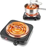 Hot Plate, 1500W Electric Stove with Single Cast Iron Burner – 5 Adjustable Temperature Levels...