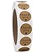 Natural Paper Kraft Thank You Sticker Labels with Black Hearts, 1 Inch Round, 1000 Stickers per Roll