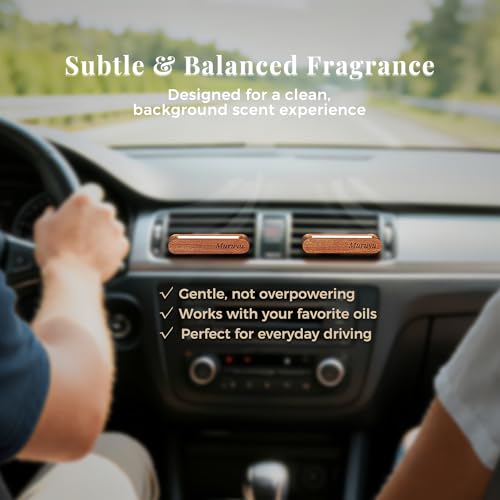 Image of 2-Pack Sapele Wood Car Vent Diffuser | Refillable Essential Oil Air Freshener with High-Absorbency Fiber Wick