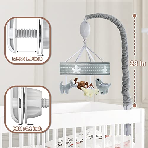 Feisike Baby Crib Mobile 28" Height With 3 Modes Musical Box(Turn Only,Music Only,Turn & Music),12 Lullabies,Volume Control,Nursery Toys For Newborn Ages 0 And Older,Gray,Dinosaur Jurassic Theme Toys #TOP5