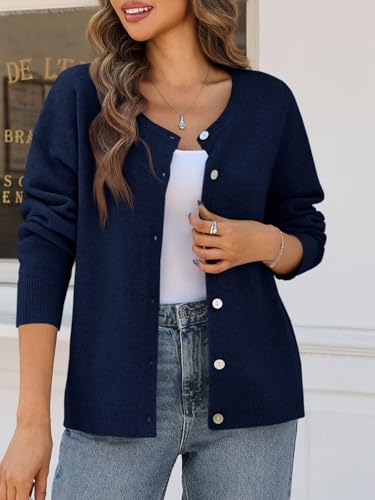Image of Saodimallsu Womens Cardigan Sweaters Button Down Long Sleeve Knit Outerwear 2025 Trendy Fashion Open Front Outfits