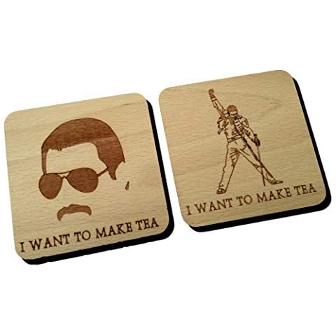 FastCraft QUEEN FREDDIE MERCURY COASTER DRINK MAT ENGRAVED PRESENT GIFT (Both BEECH) Cover