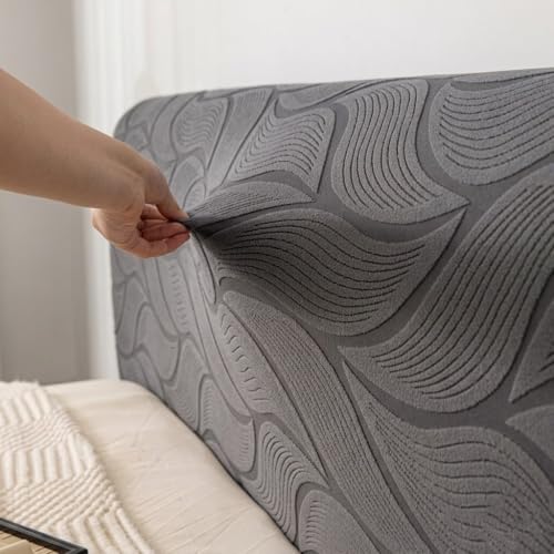 Image of HOMETHREADS Stretchable Lycra /Velvet Headboard Cover | Soft, Dust-Proof & Wrinkle-Resistant Bed Back Protector | Fits Leather, Wooden & Fabric Bedsides | for 6ft to 6.5ft Beds (Grey, 178x65Cm)