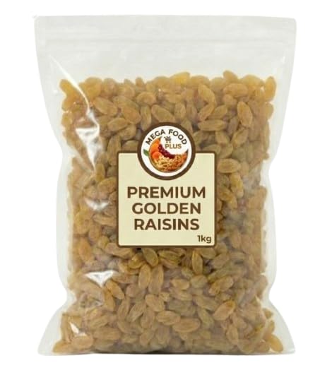 Golden Raisins 1kg Naturally Sweet Dried Fruit Gluten-Free Rich in Fibre and Iron Ideal for Snacking and Baking Sultanas