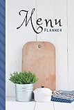  Menu Planner: Blue Green Rustic Theme - White Wood / 6x9 Weekly Meal Planning Notebook / With Grocery List Organizer / Track - Plan Breakfast Lunch ... of Blank Templates / Gift for Meal Prepping