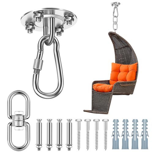 Royouzi Gancho De Techo Anclaje para Pared Capacidad De Carga MáXima De 400 Kg con DiseñO Giratorio De 360 Adecuado para Sillas Colgantes, Columpios, Yoga, Sacos De Arena, Hamacas