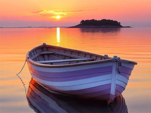 Pintar por numeros adultos barco con pintura acrilica kit DIY lienzo grande 80x100cm q-60