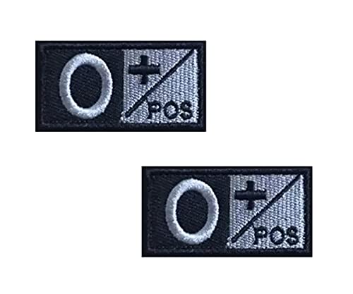 Tactical Blood Type Patches O+ Positive POS Hook and Loop 2"x1" Embroidered Morale Military Navy Army Badge for Outdoors, 2 Pieces