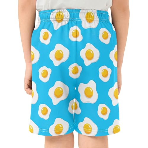 CHIFIGNO Eggs Blue Big Boys Casual Summer Outfits Boys Durable Polyester Shorts with Pockets XS3