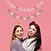 Happy Galentine's Day Banner - Pink Glitter Galentine’s Day Decorations, Rose Heart Garland Banner Sign for Ladies Girls Friends Valentine’s Day Party Decor, Break Up Party Favor Photo Props