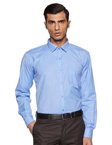 Image of Hang & Wear Men's Plain Regular fit Formal Shirt (MS-06B- Blue 38)