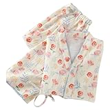 [Hedbroli] 甚平 パジャマ 寝間着 レディース ルームウェア 前開き 浴衣 長袖 上下セット 妊婦服 入院着 介護ねまき 作務衣 ２重ガーゼ 部屋着 旅館 ホテル 便利服 花柄 お風呂上り