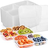 Palksky Snack Containers, Reusable Condiment Box with Lids, 4 Compartment Sauce Cups, Small Plastic Tray Divider for Adults, 30 Pack