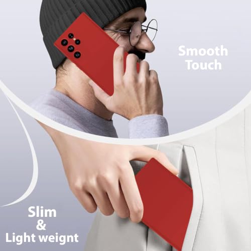 Image of LIRAMARK Liquid Silicone Soft Back Cover Case for Samsung Galaxy S22 Ultra (Red)