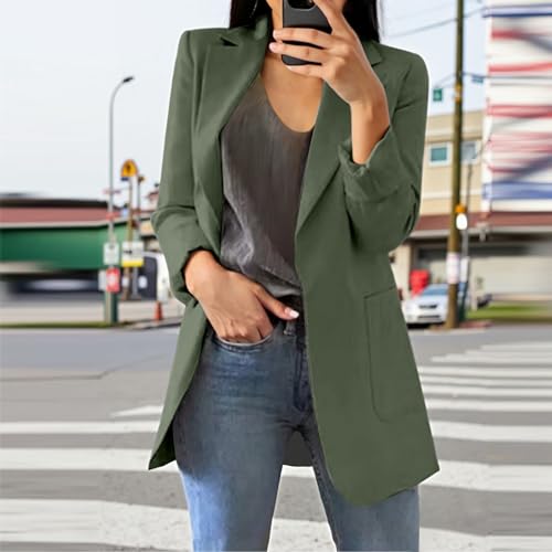 Womens Casual Business Blazers Dressy Long Sleeve Slim Lightweight Jackets Open Front Cardigan Work Suit Coat Pockets2