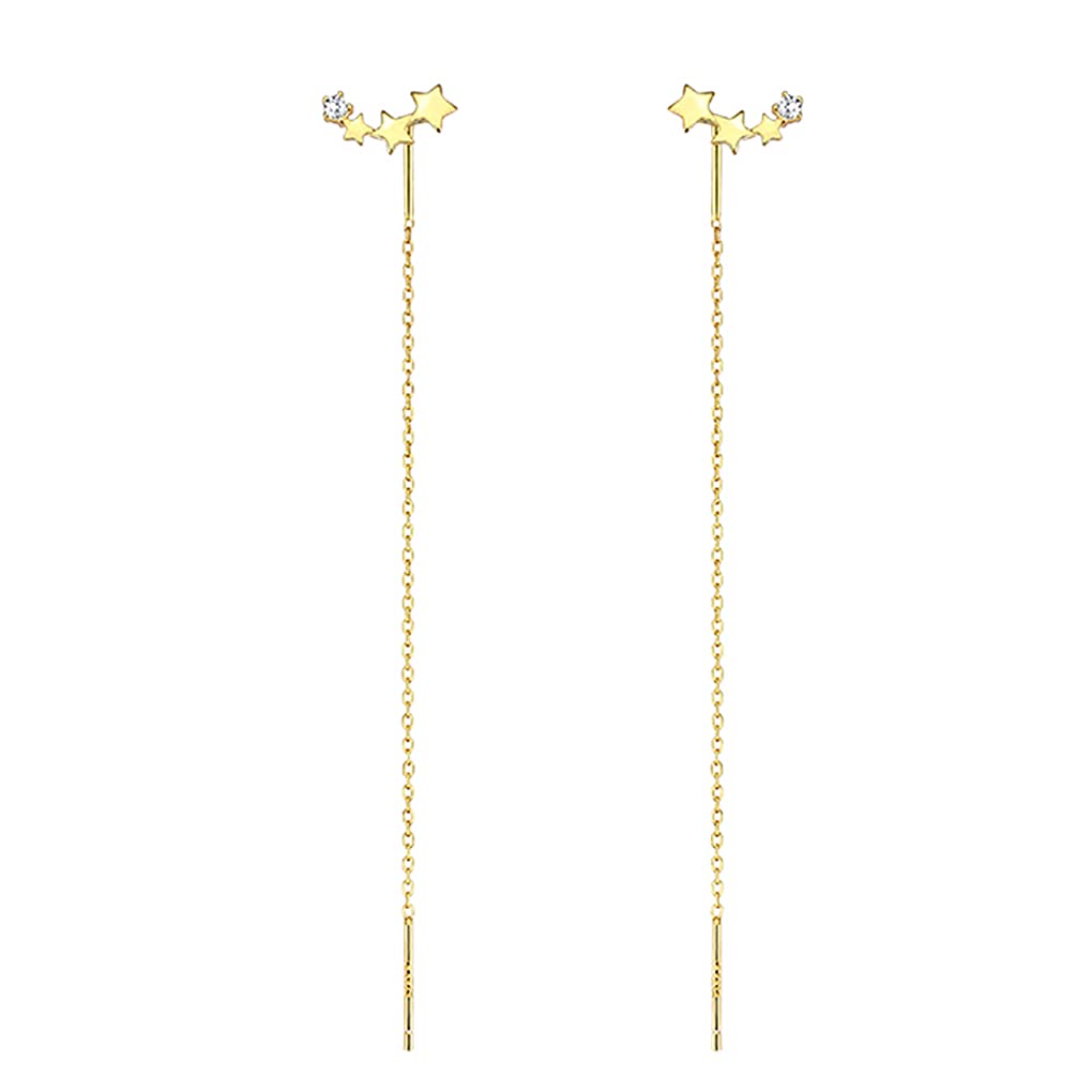SLUYNZ 925 Sterling Silber CZ Ohrringe für Frauen Quaste Ohrringe Star Threader Ohrringe