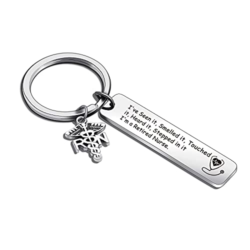ASANHAO Retired Nurse Jewelry RN Jewelry medical professionals Keychain Nurse Retirement Keychain for Nurse Going Away Gift for Retired Nurse Gift (Retired Nurse Gift Keychain)