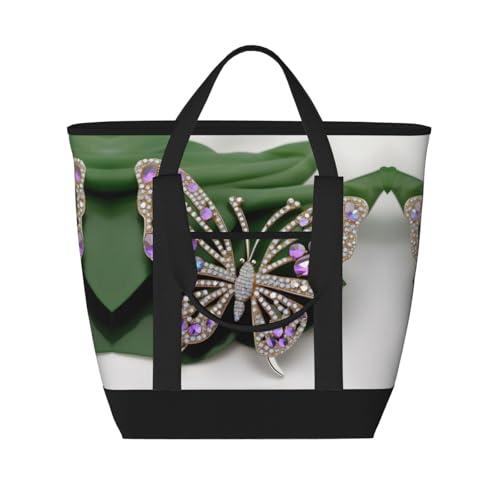 Sac isotherme de grande capacité papillon noir pour pique-nique et marché