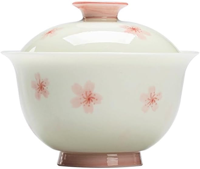 White Porcelain Hand-painted Cover Bowl Handmade Ceramic